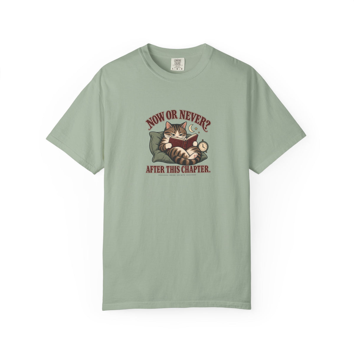 Now or Never After This Chapter bookcat T-Shirt | Reading Shirt, Cat Napping Illustration