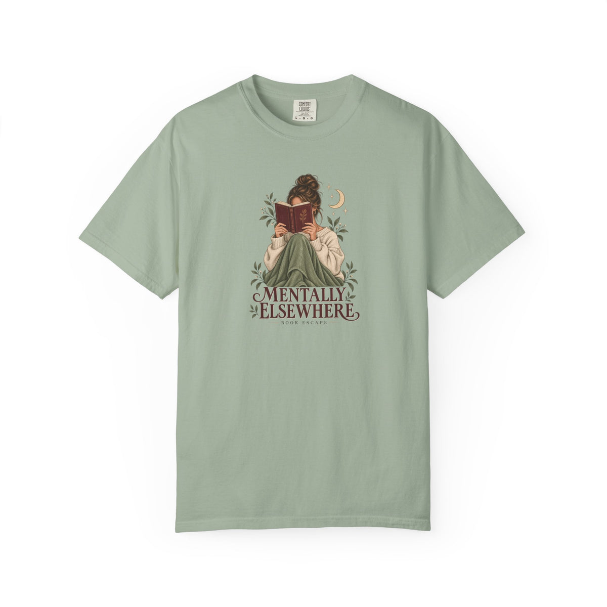 Mentally Elsewhere Booklover Illustration T-shirt | Reading Girl Graphic Tee