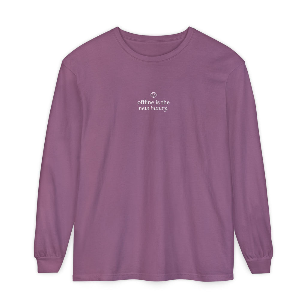 Long Sleeve T-Shirt — “offline is the new luxury” Minimalist Relaxation Tee