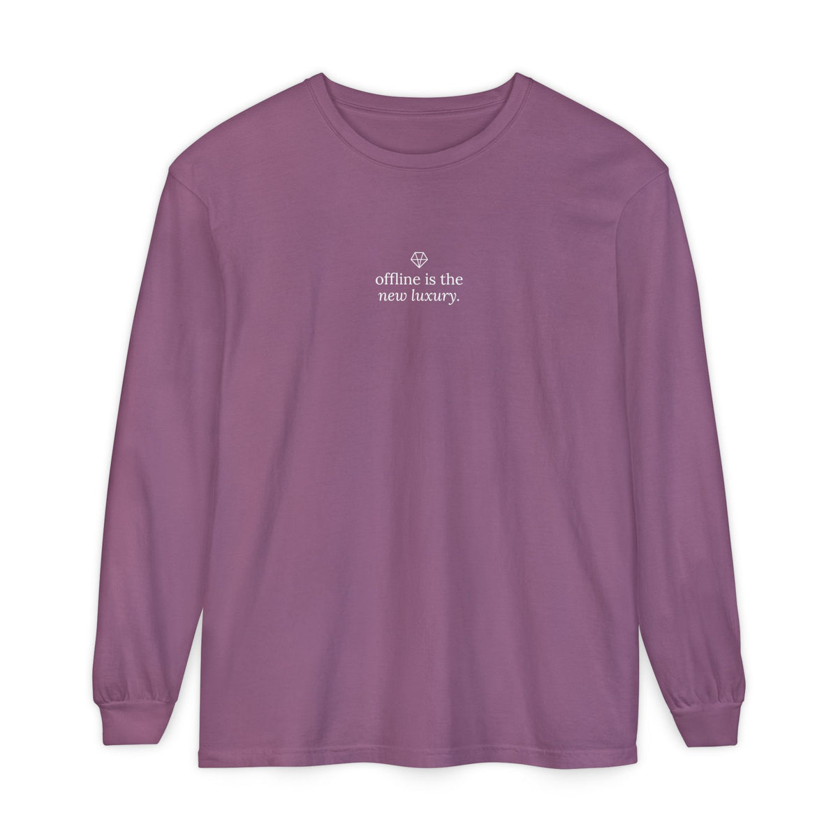 Long Sleeve T-Shirt — “offline is the new luxury” Minimalist Relaxation Tee