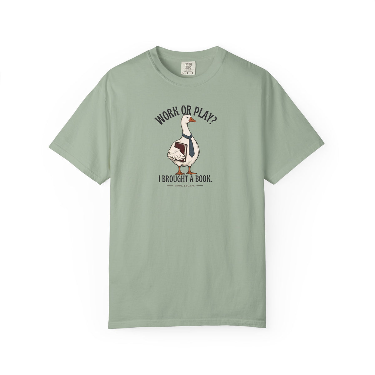 Goose Reading Illustration T-Shirt | "Work or Play? I Brought a Book"