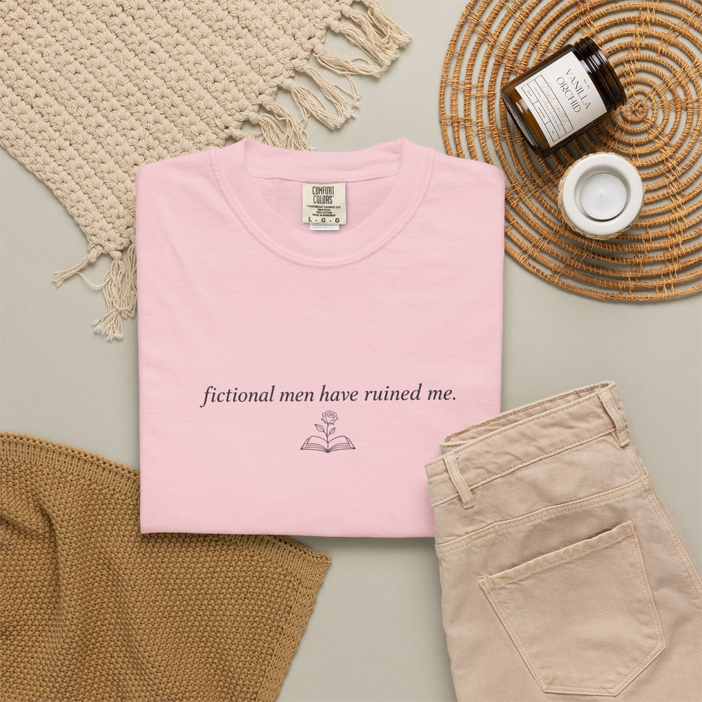 T-Shirt — "Fictional Men Have Ruined Me" Minimalist Literary Tee