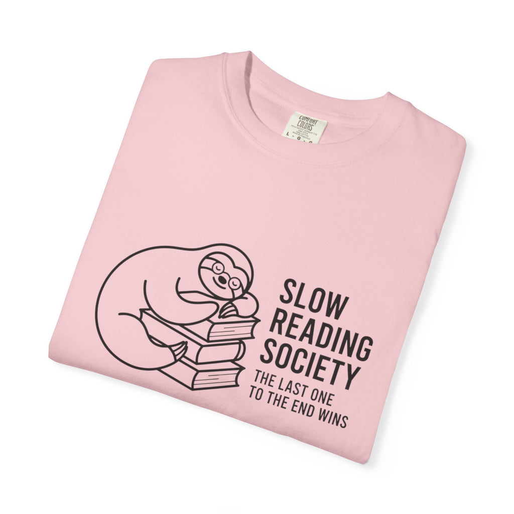 Slow Reading Society T-Shirt — "Slow Reading Society: The Last One to the End Wins" Book Lover Tee