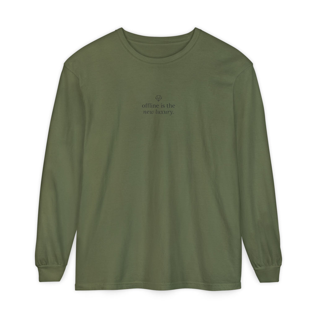 Long Sleeve T-Shirt — “offline is the new luxury” Minimalist Relaxation Tee