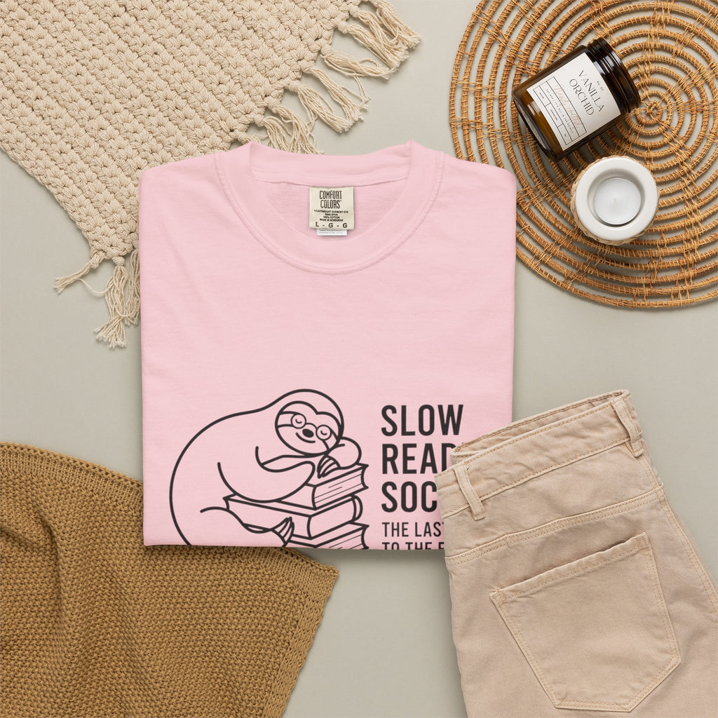 Slow Reading Society T-Shirt — "Slow Reading Society: The Last One to the End Wins" Book Lover Tee