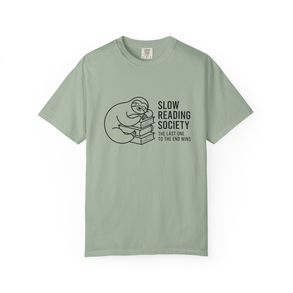 Slow Reading Society T-Shirt — "Slow Reading Society: The Last One to the End Wins" Book Lover Tee