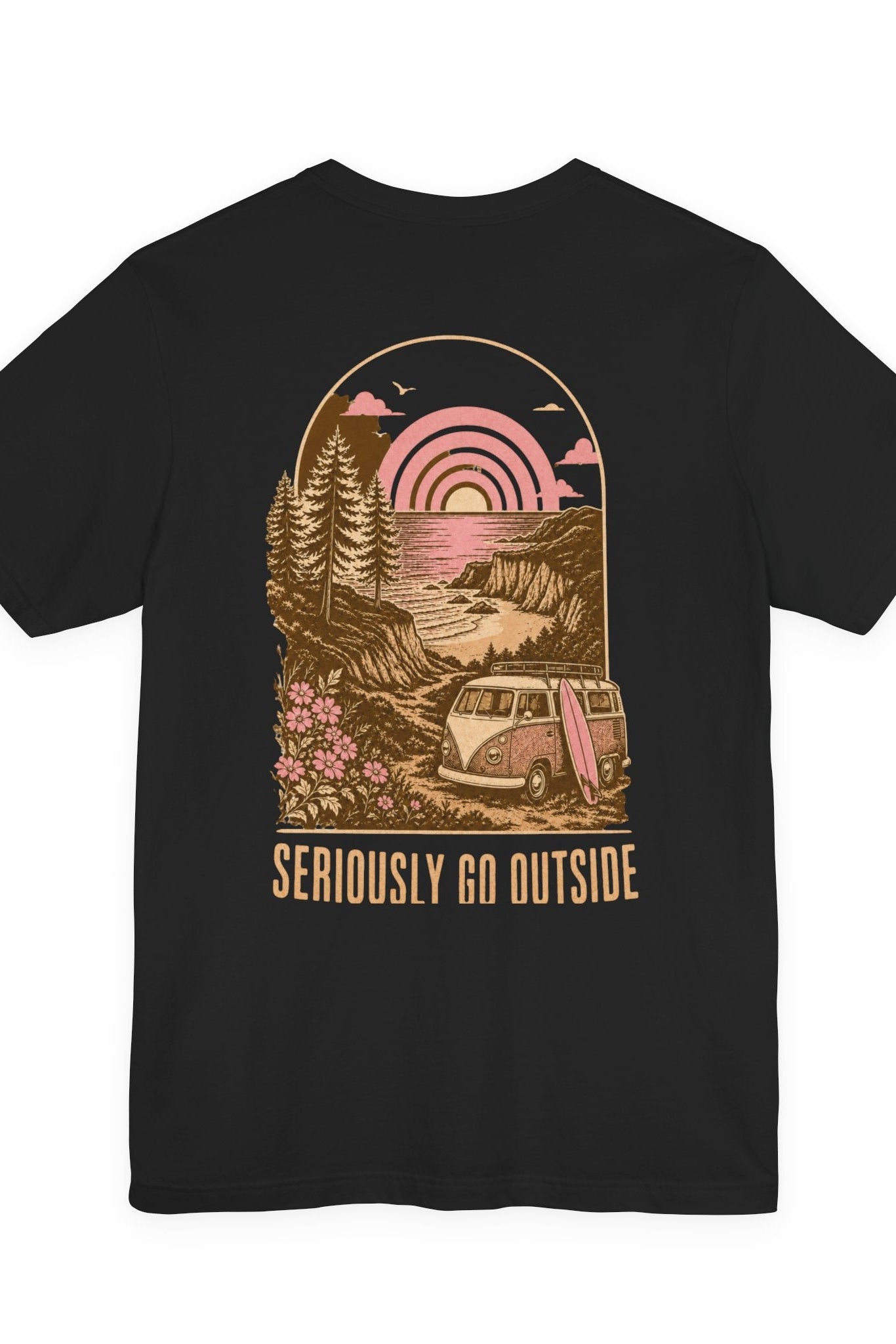 go outside with back print- Nature T‑Shirt — Mountain & Forest Graphic Tee