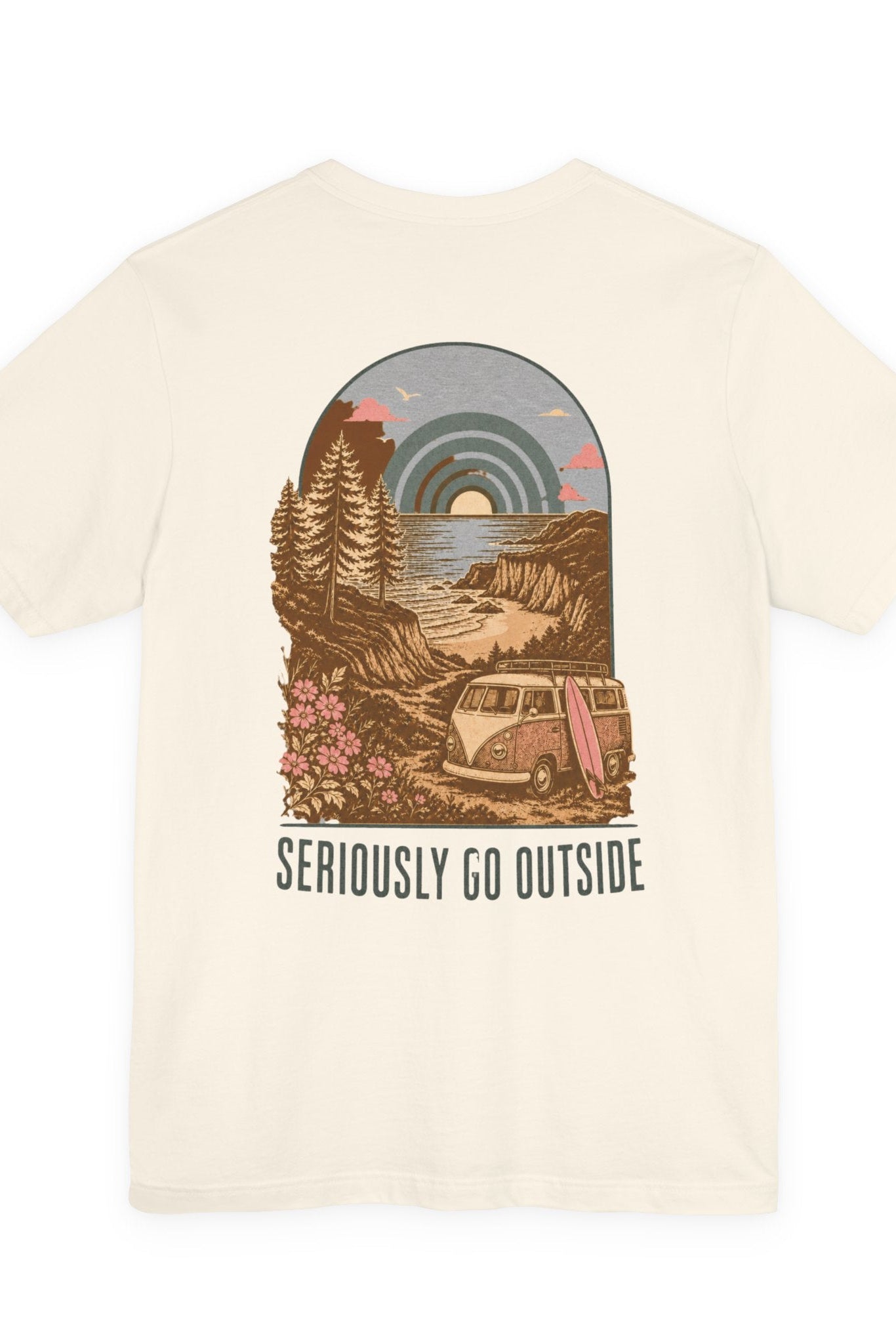 go outside with back print- Nature T‑Shirt — Mountain & Forest Graphic Tee