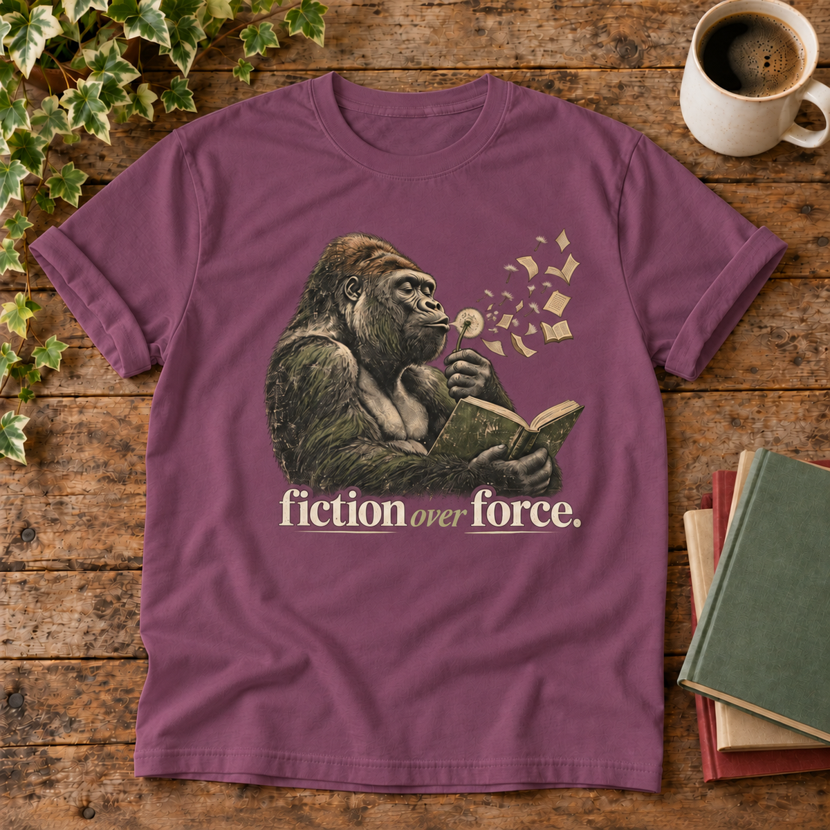 fiction over force. t-shirt