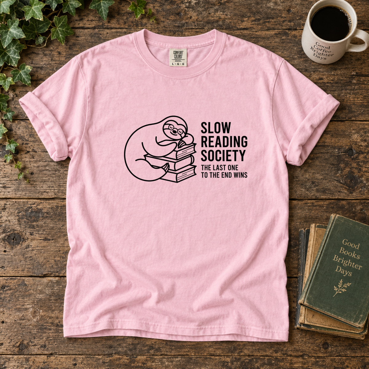 slow reading society. t-shirt