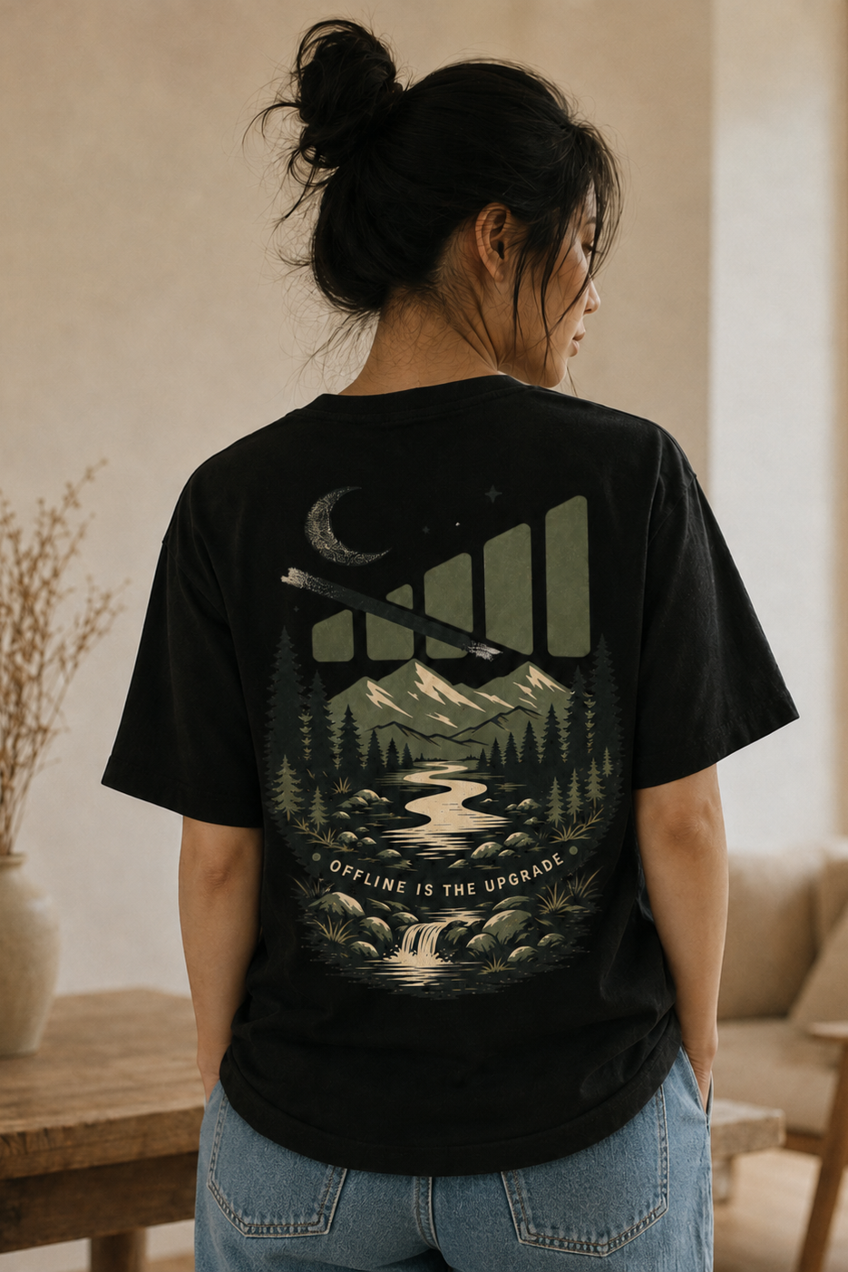 Offline Mode Nature T‑Shirt — Mountain & Forest Graphic Tee