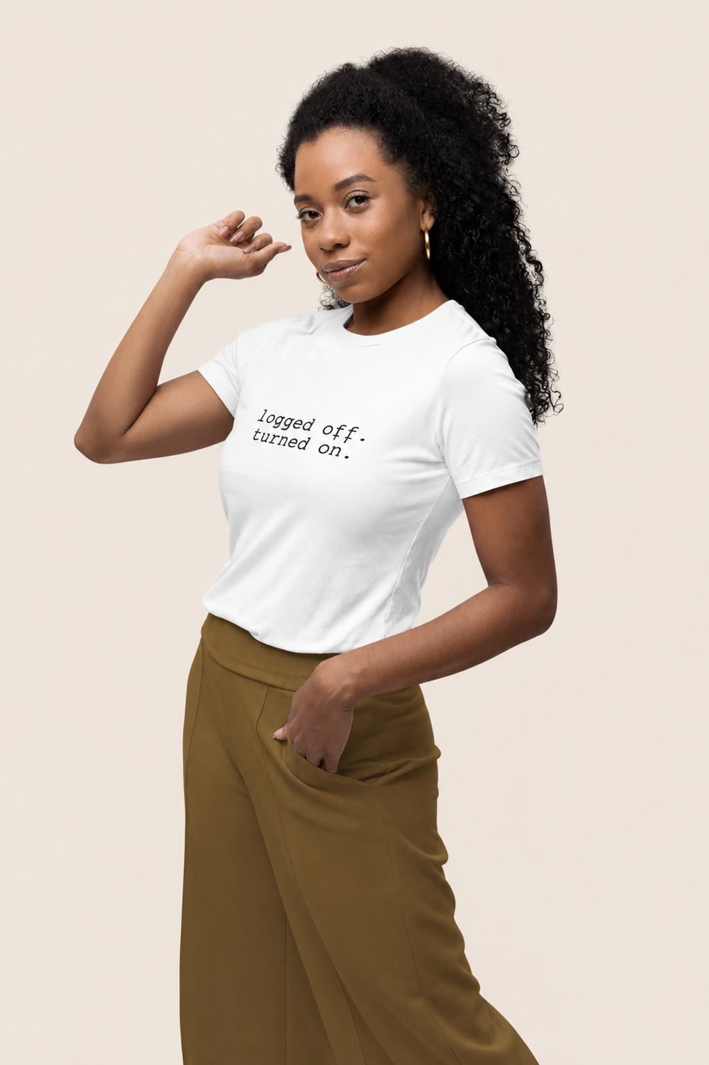 Logged Off. Turned On. T-Shirt | Minimalist  Text | Regular Fit