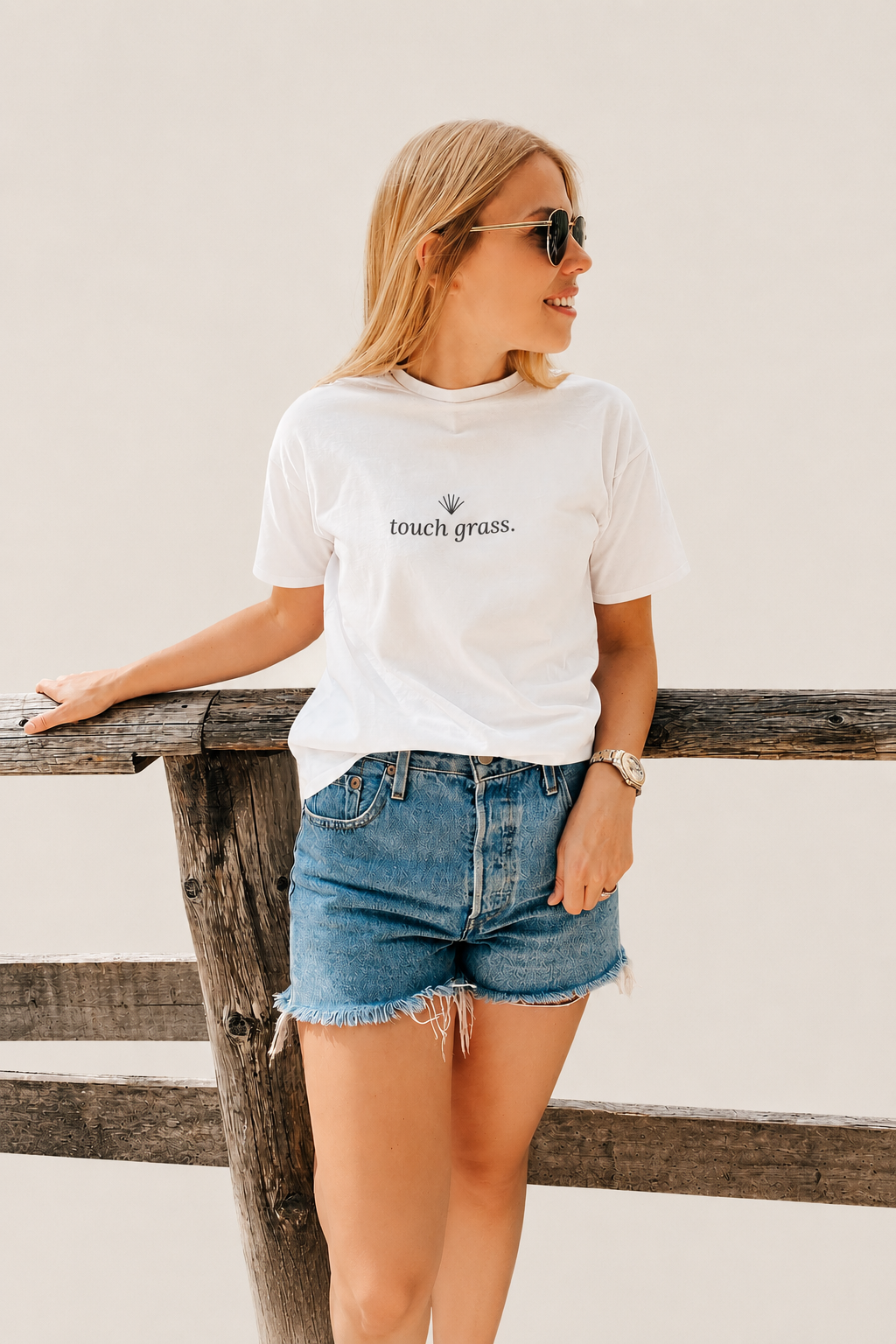 Touch Grass T-shirt | minimalist typewriter text | Regular Fit