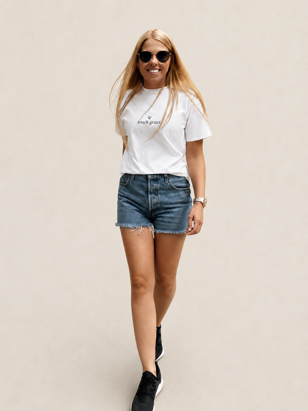 Touch Grass T-shirt | minimalist typewriter text | Regular Fit
