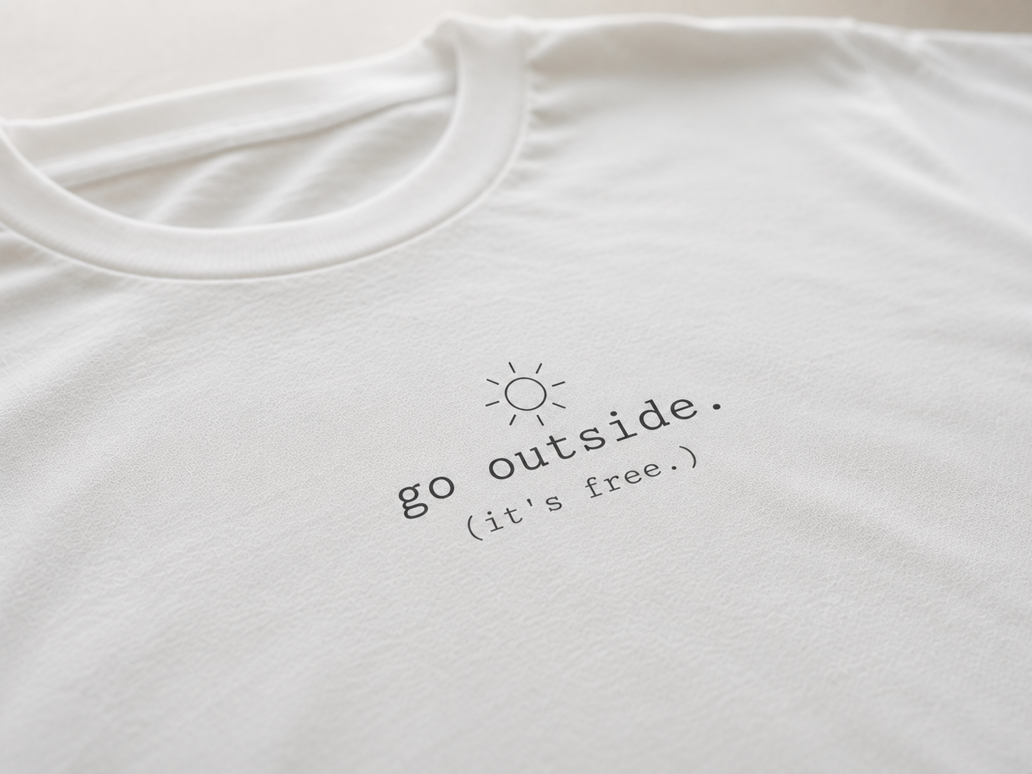 Go Outside. T-Shirt | Minimalist Text | Boxy Fit