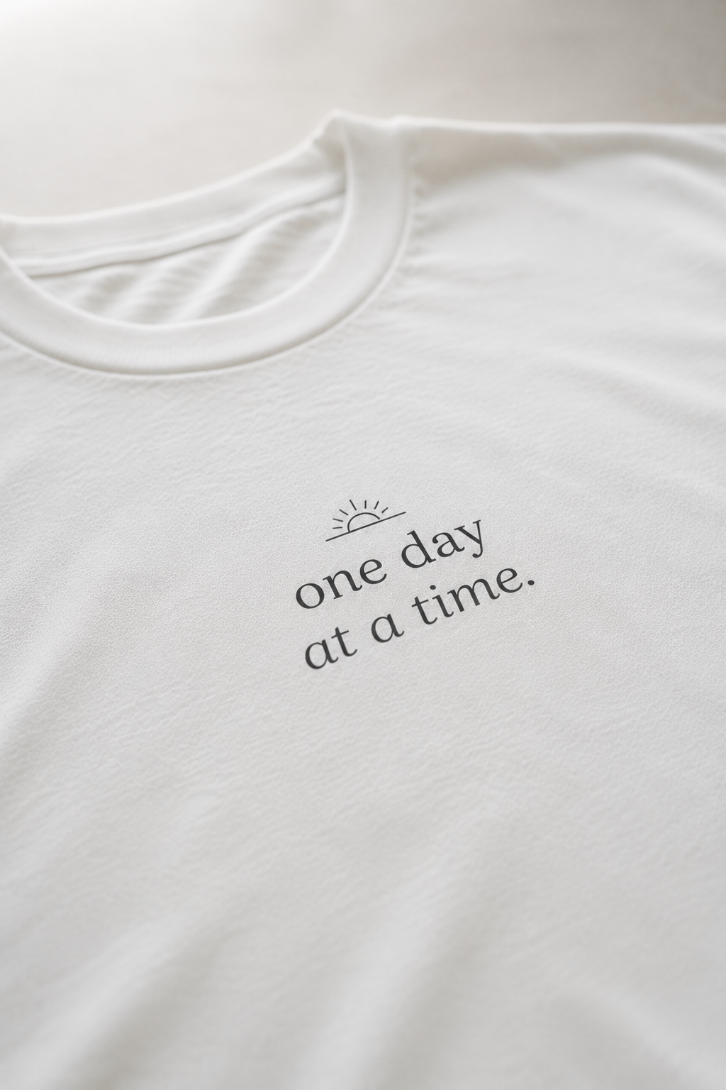 One Day at a Time. T-Shirt | Minimalist Script | Boxy Fit