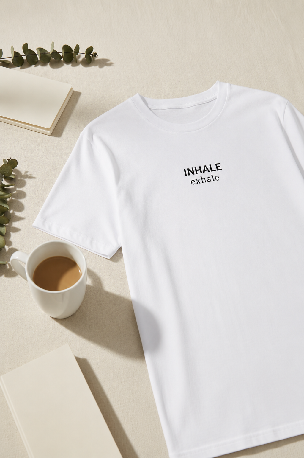Inhale. Exhale. T-Shirt | Minimalist Text | Regular Fit