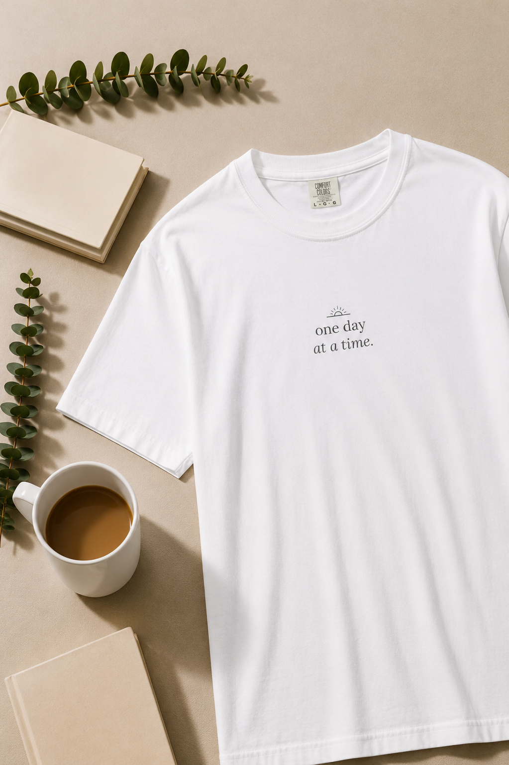 One Day at a Time. T-Shirt | Minimalist Script | Boxy Fit