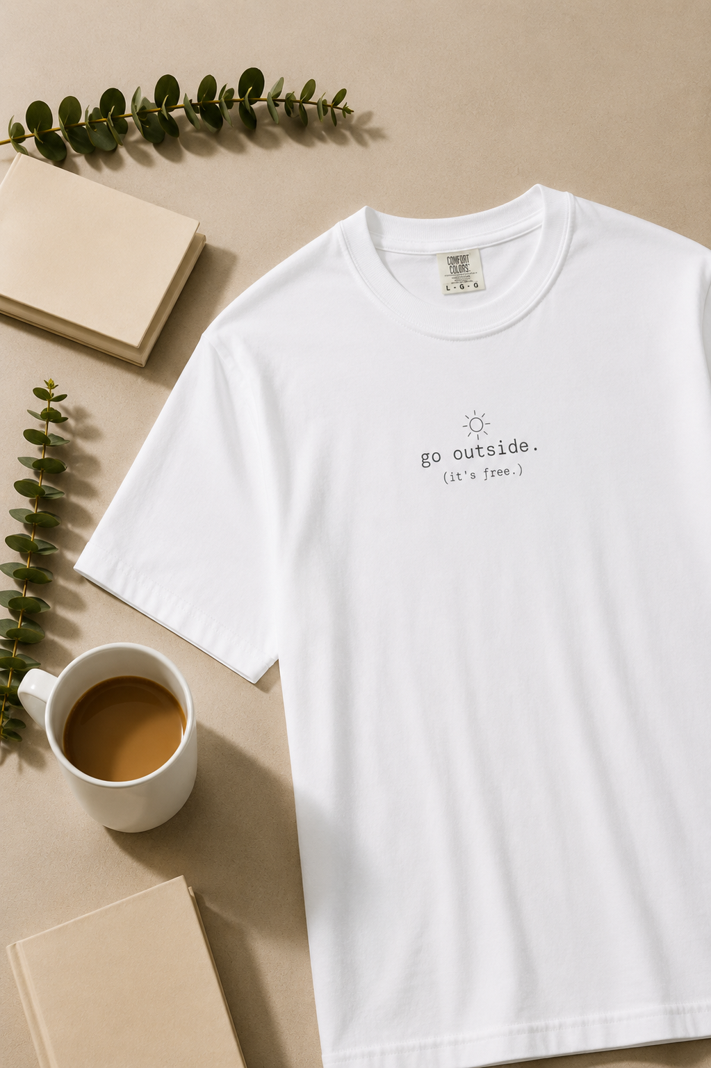 Go Outside. T-Shirt | Minimalist Text | Boxy Fit
