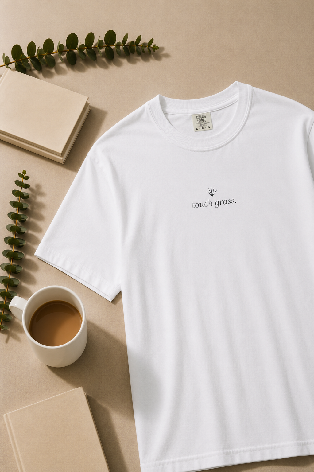 Touch Grass T-shirt | minimalist typewriter text | Regular Fit