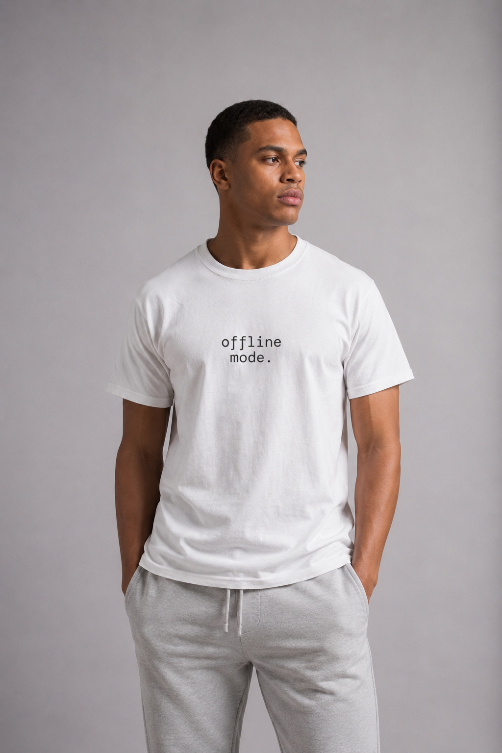 Offline Mode. T-Shirt | Minimalist Text | Regular Fit