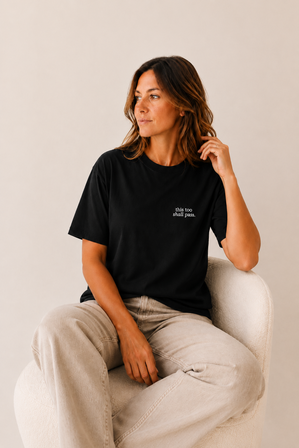 This too shall pass |  graphic text T-Shirt | small plant graphic | Boxy fit