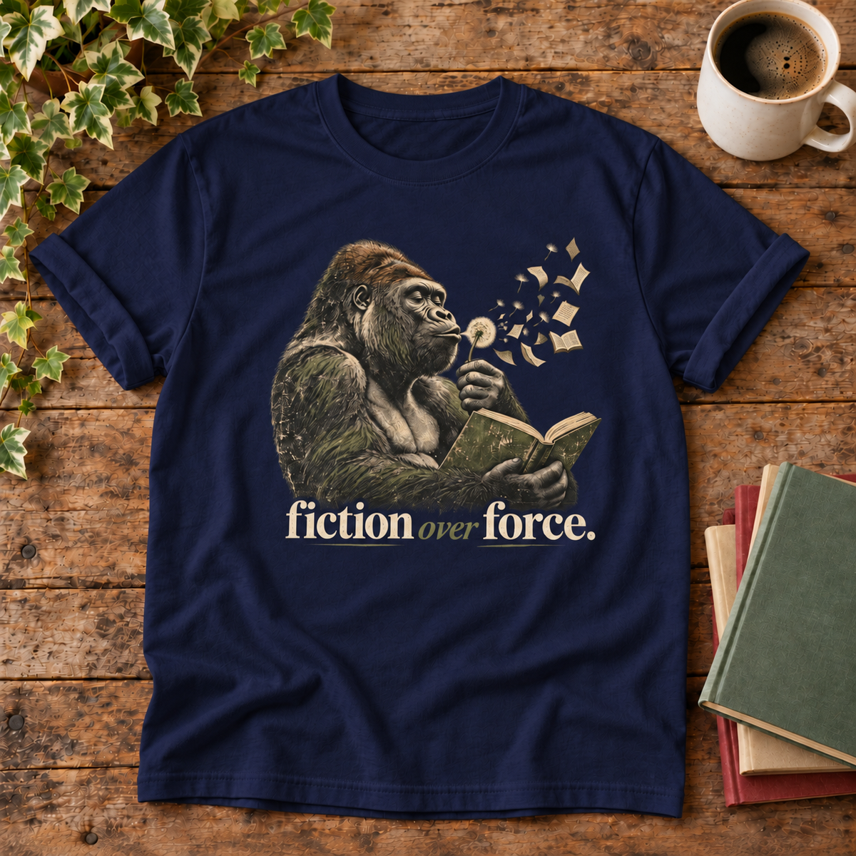 fiction over force. t-shirt