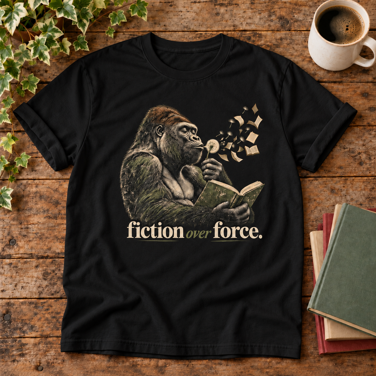 fiction over force. t-shirt