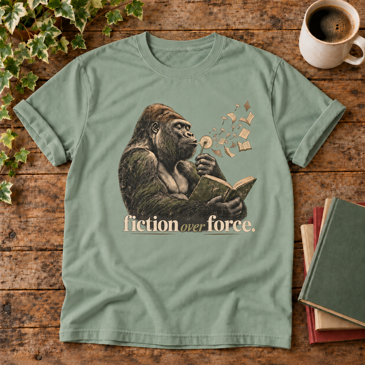 fiction over force. t-shirt