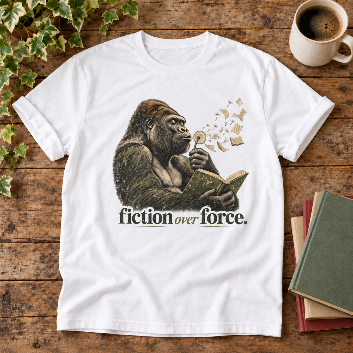fiction over force. t-shirt