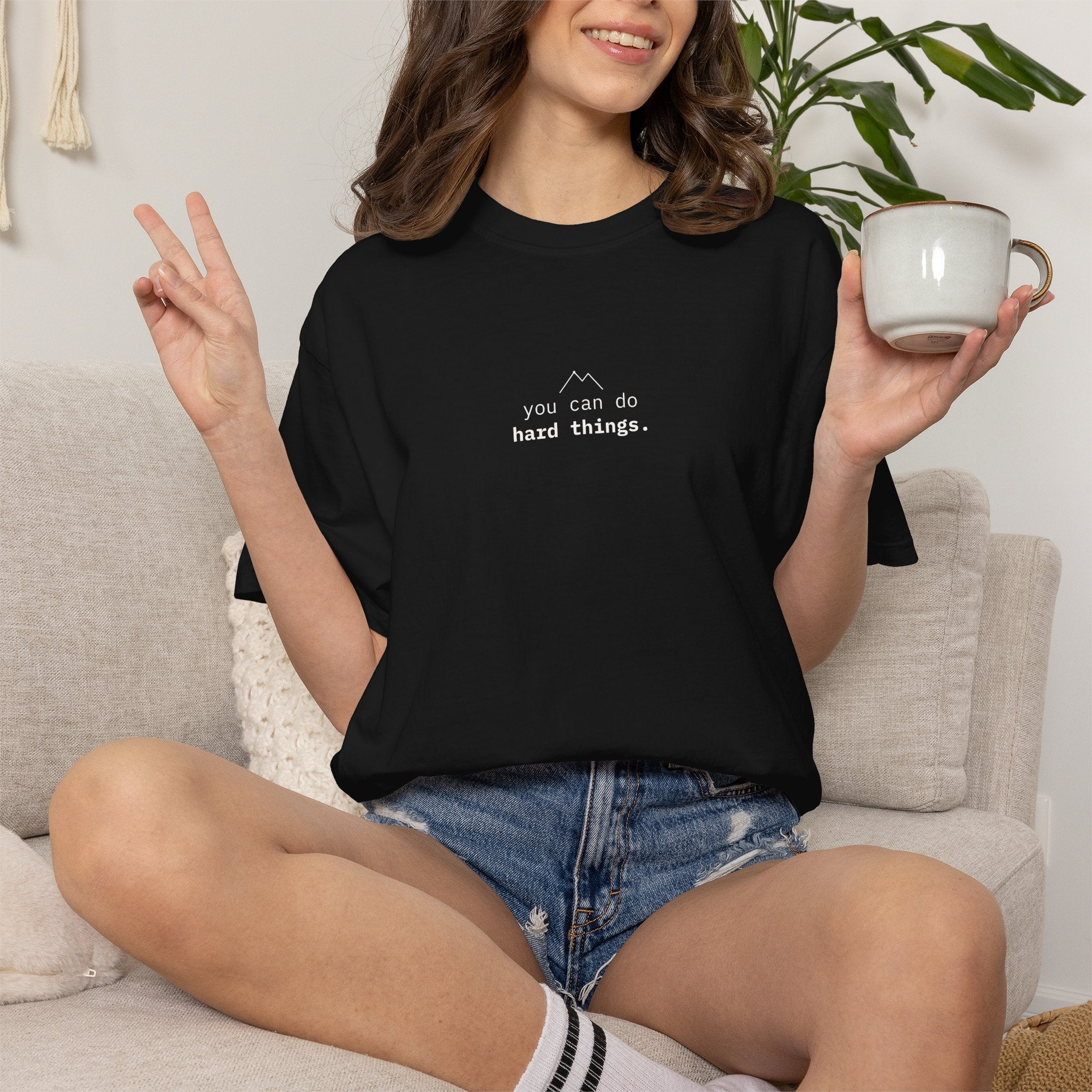 You Can Do Hard Things. T-Shirt | Minimalist Text | Boxy Fit