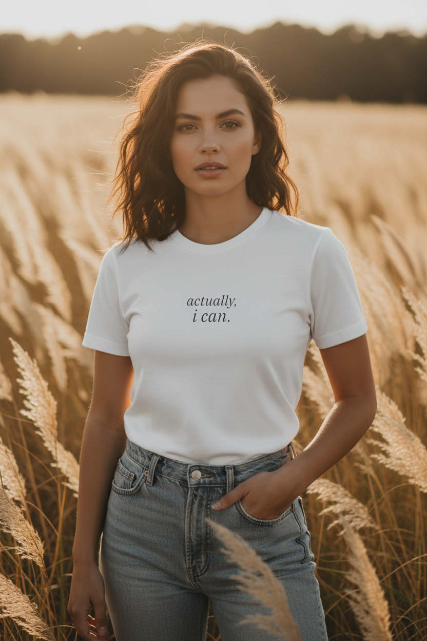actually, i can. — pampas field, fitted tee