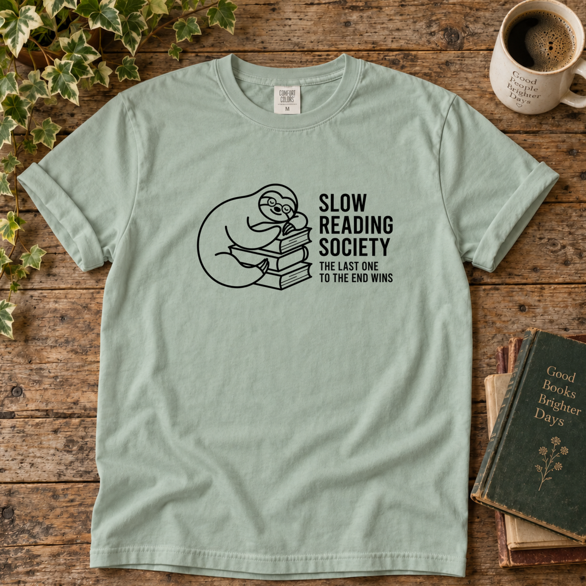 slow reading society. t-shirt