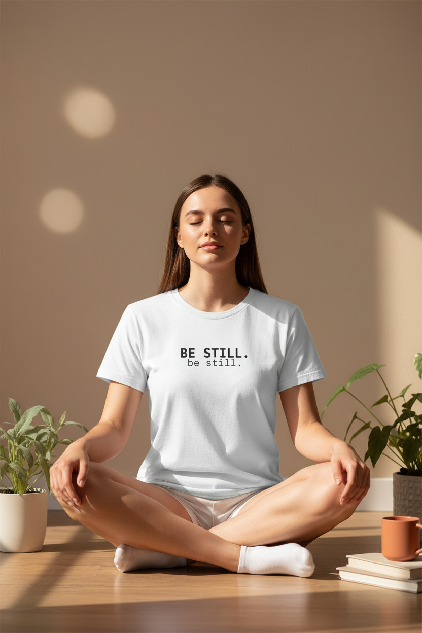 BE STILL. — white tee