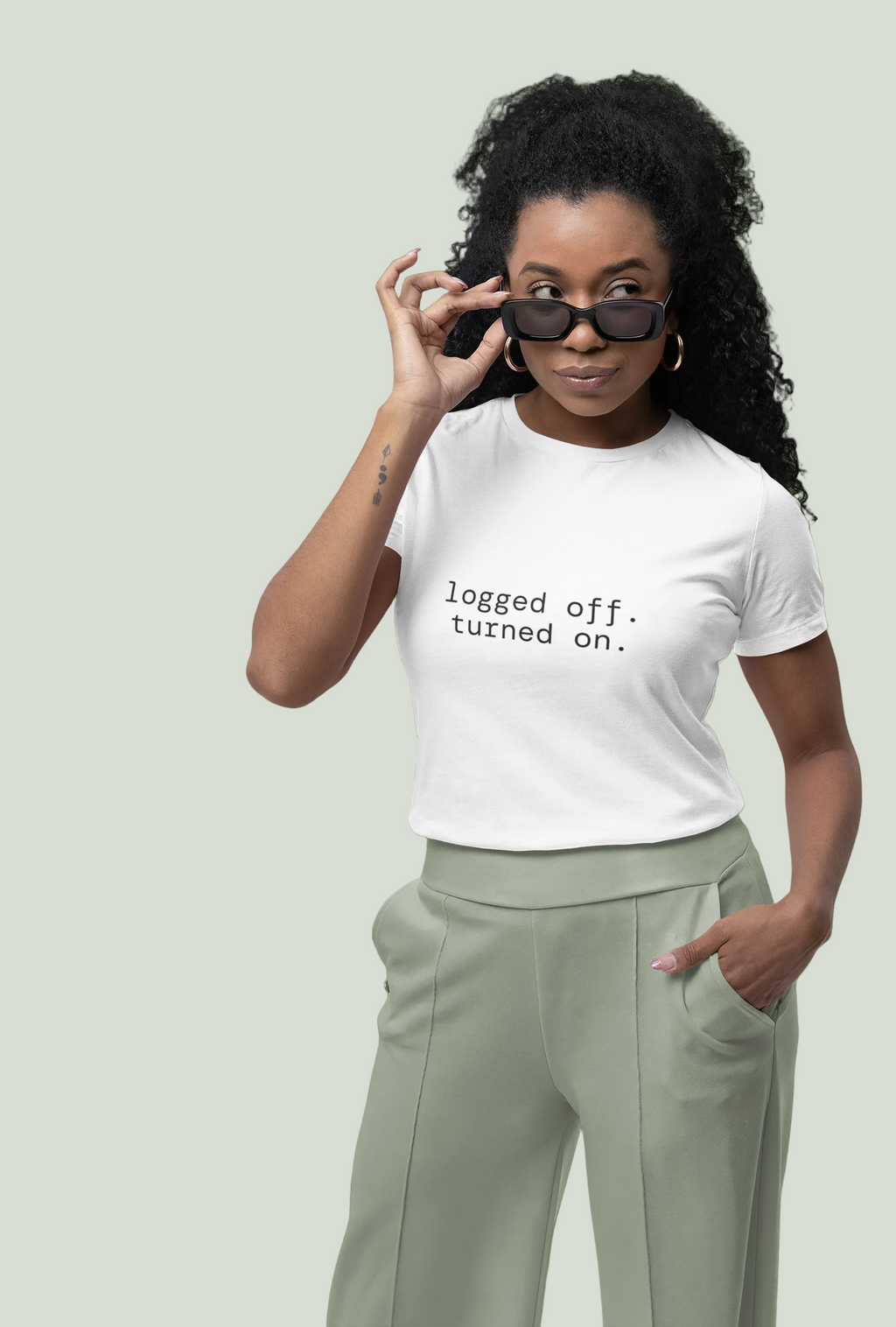Logged Off. Turned On. T-Shirt | Minimalist  Text | Regular Fit