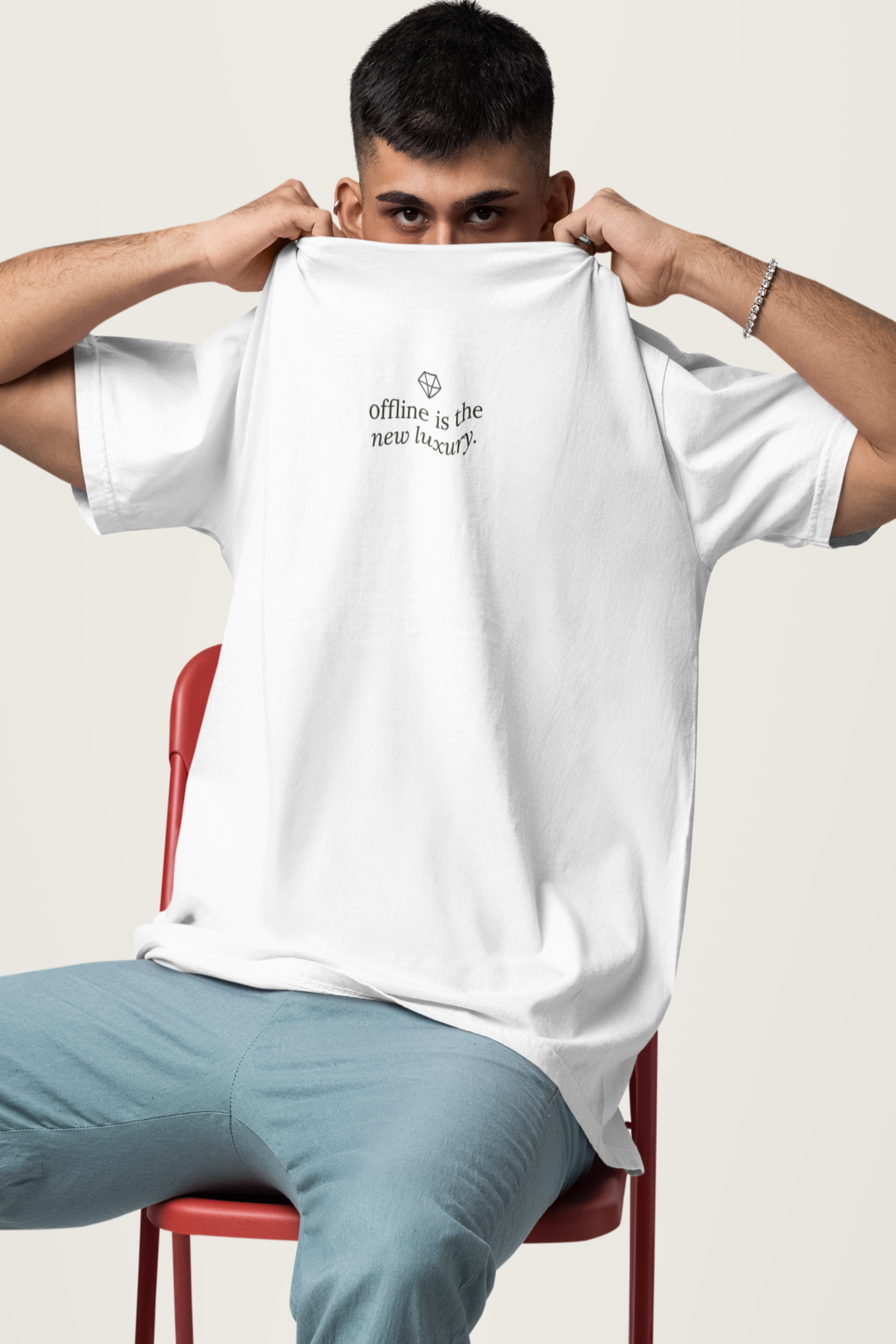 Offline is the New Luxury T-shirt | small plant graphic | Boxy Fit