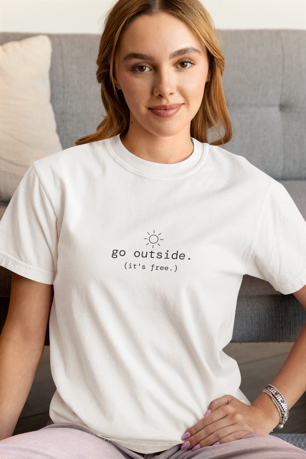 Go Outside. T-Shirt | Minimalist Text | Boxy Fit