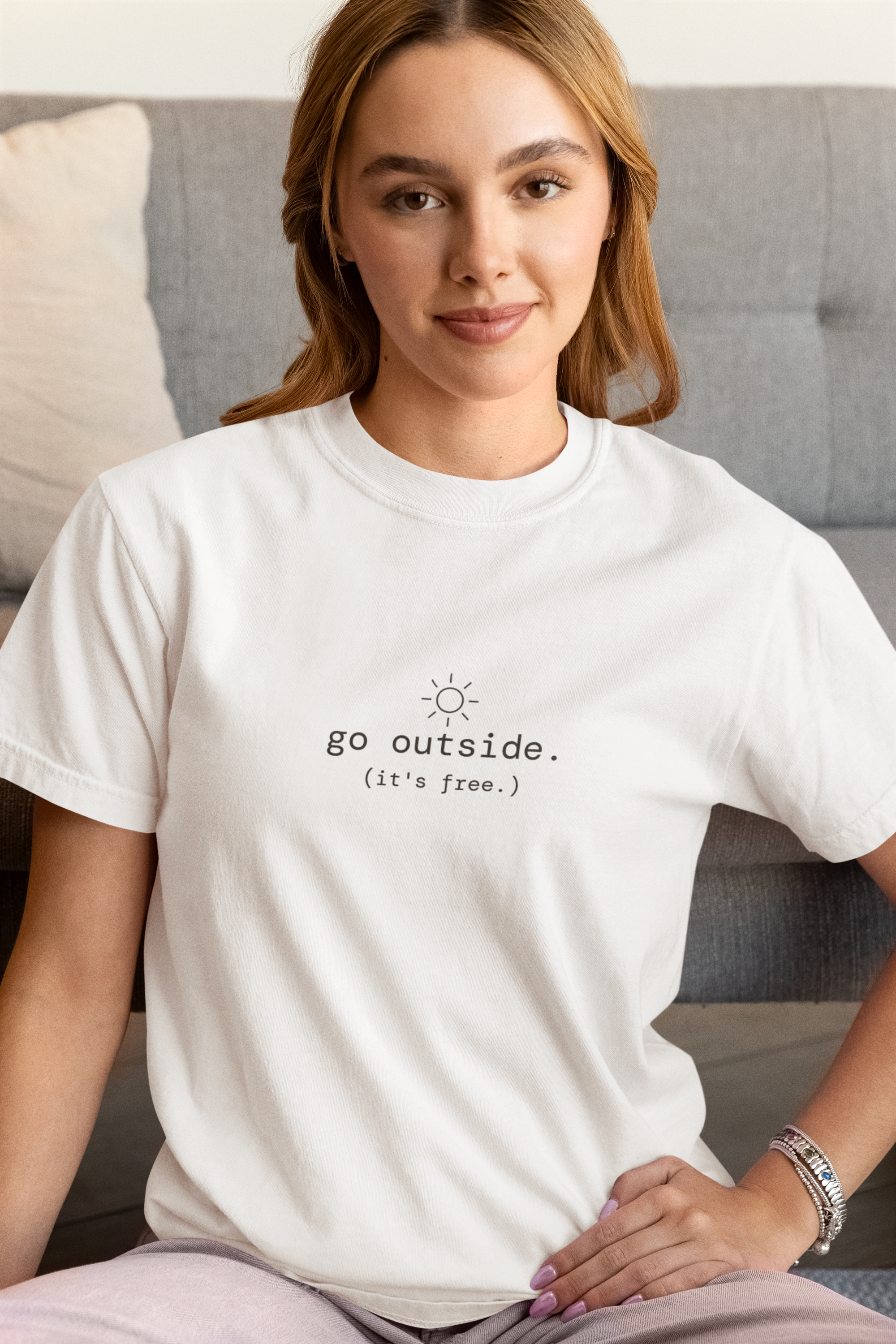 Go Outside. T-Shirt | Minimalist Text | Boxy Fit