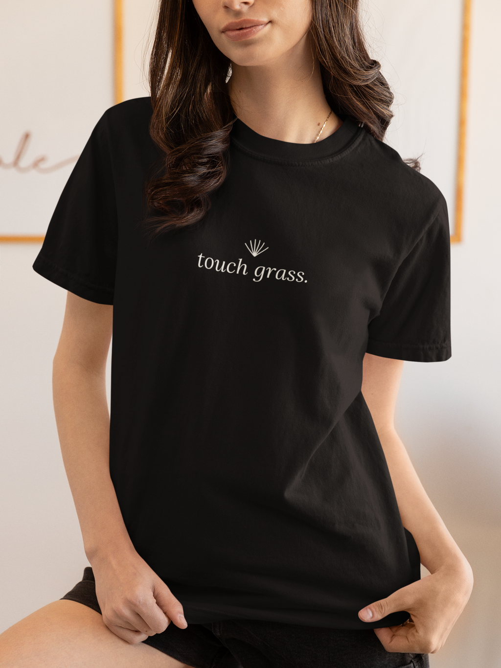 Touch Grass T-shirt | small plant graphic | Boxy Fit