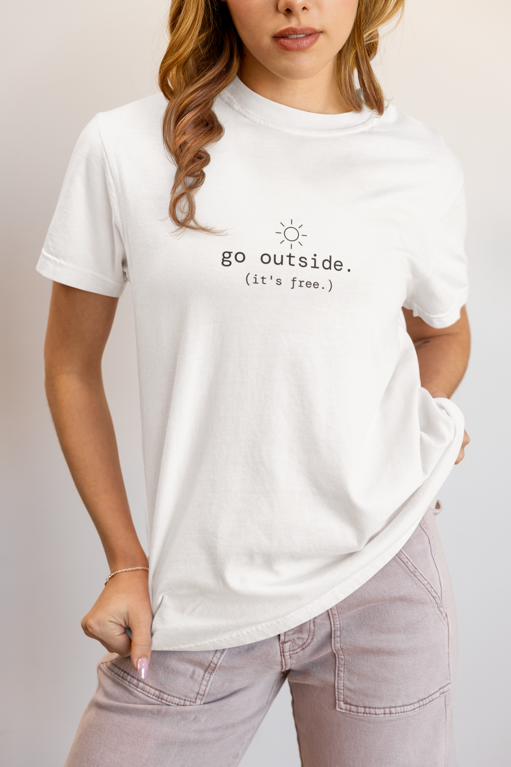 Go Outside. T-Shirt | Minimalist Text | Boxy Fit