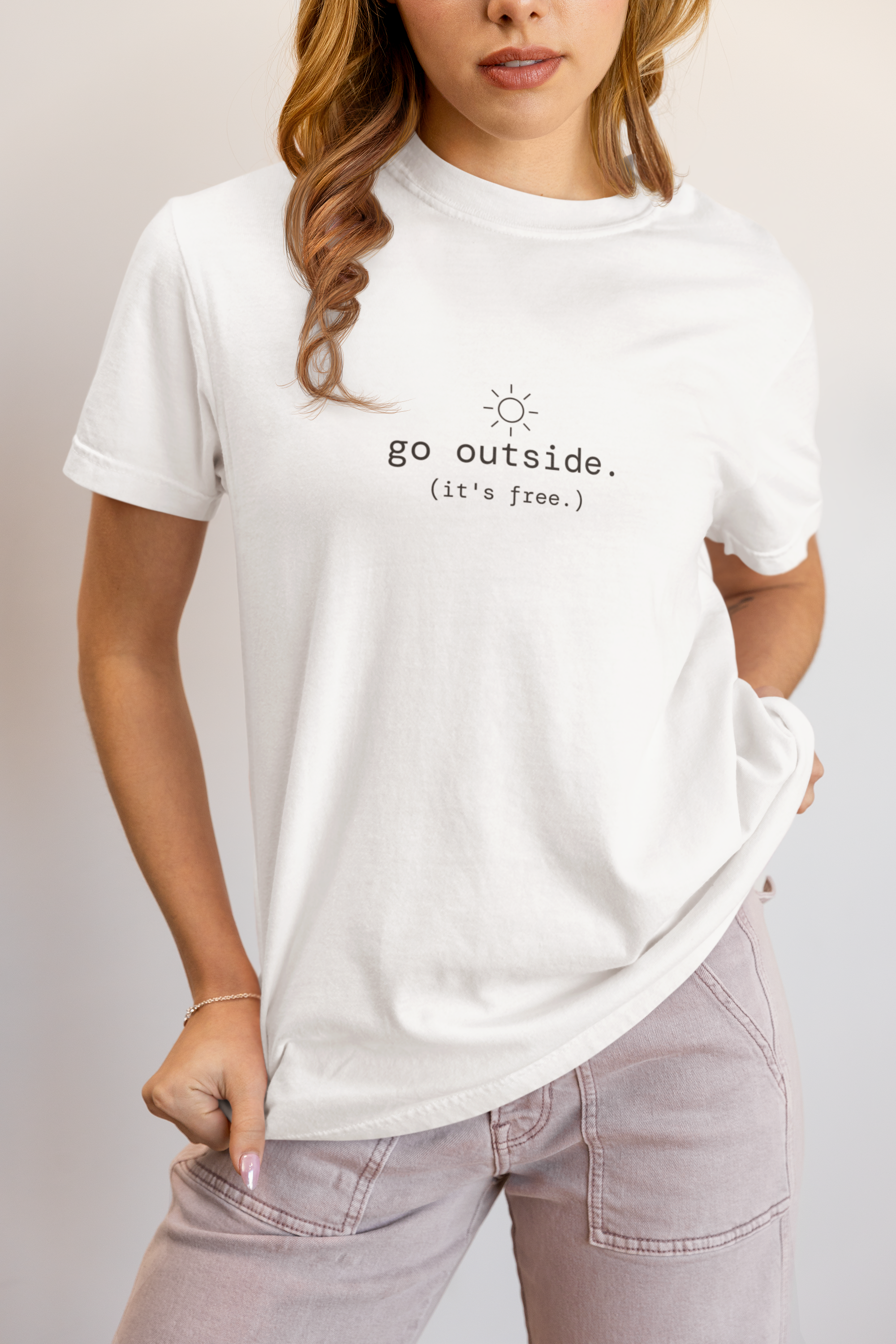 Go Outside. T-Shirt | Minimalist Text | Boxy Fit