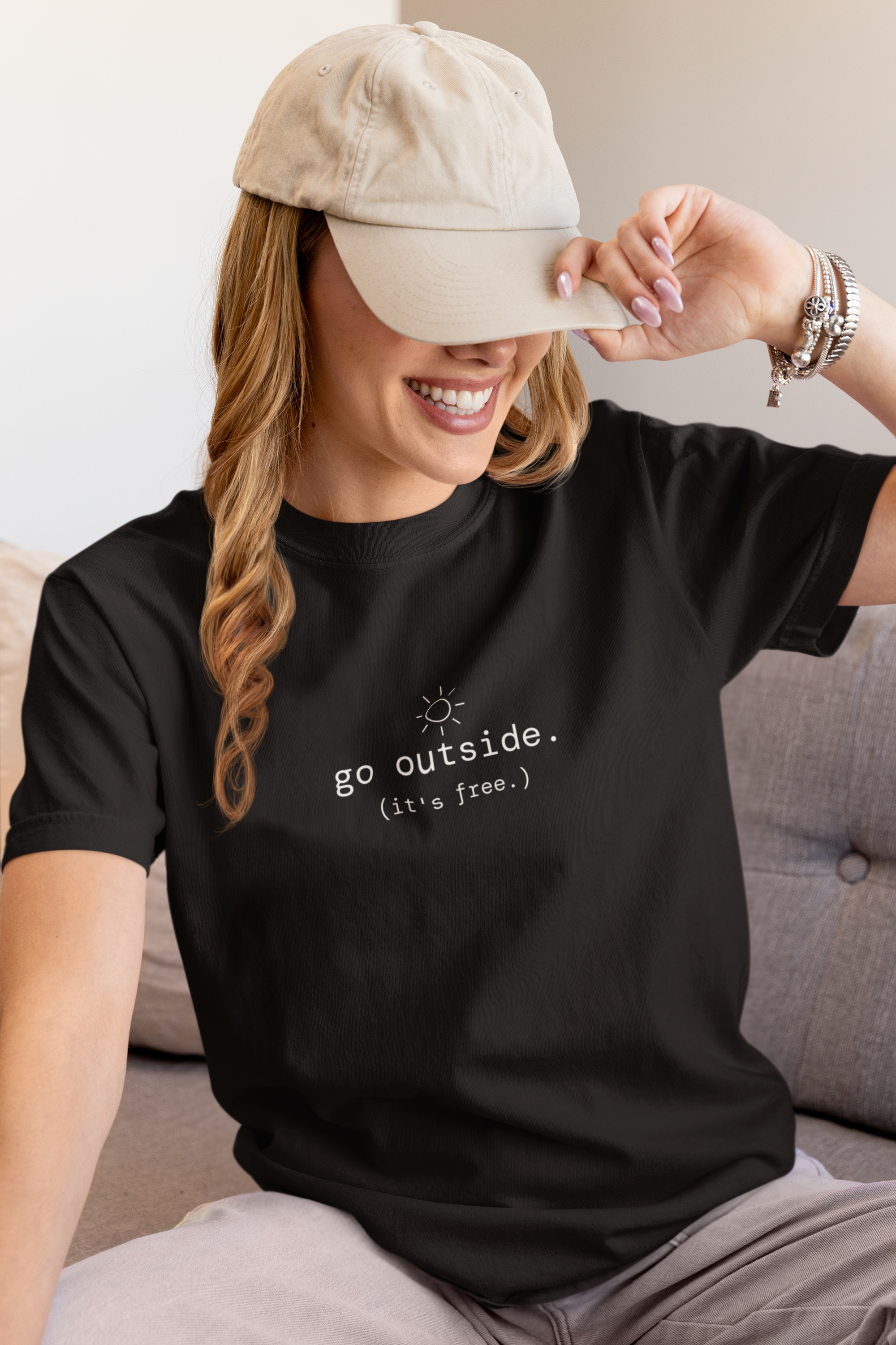 Go Outside. T-Shirt | Minimalist Text | Boxy Fit