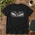Reader under moonlight Black t-shirt flat lay