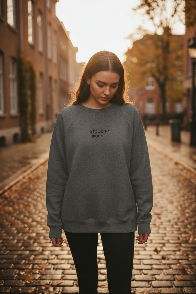 Offline Mode sweatshirt lifestyle shot - athletic heather