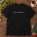 Black purrs and pages tee with plain neckline