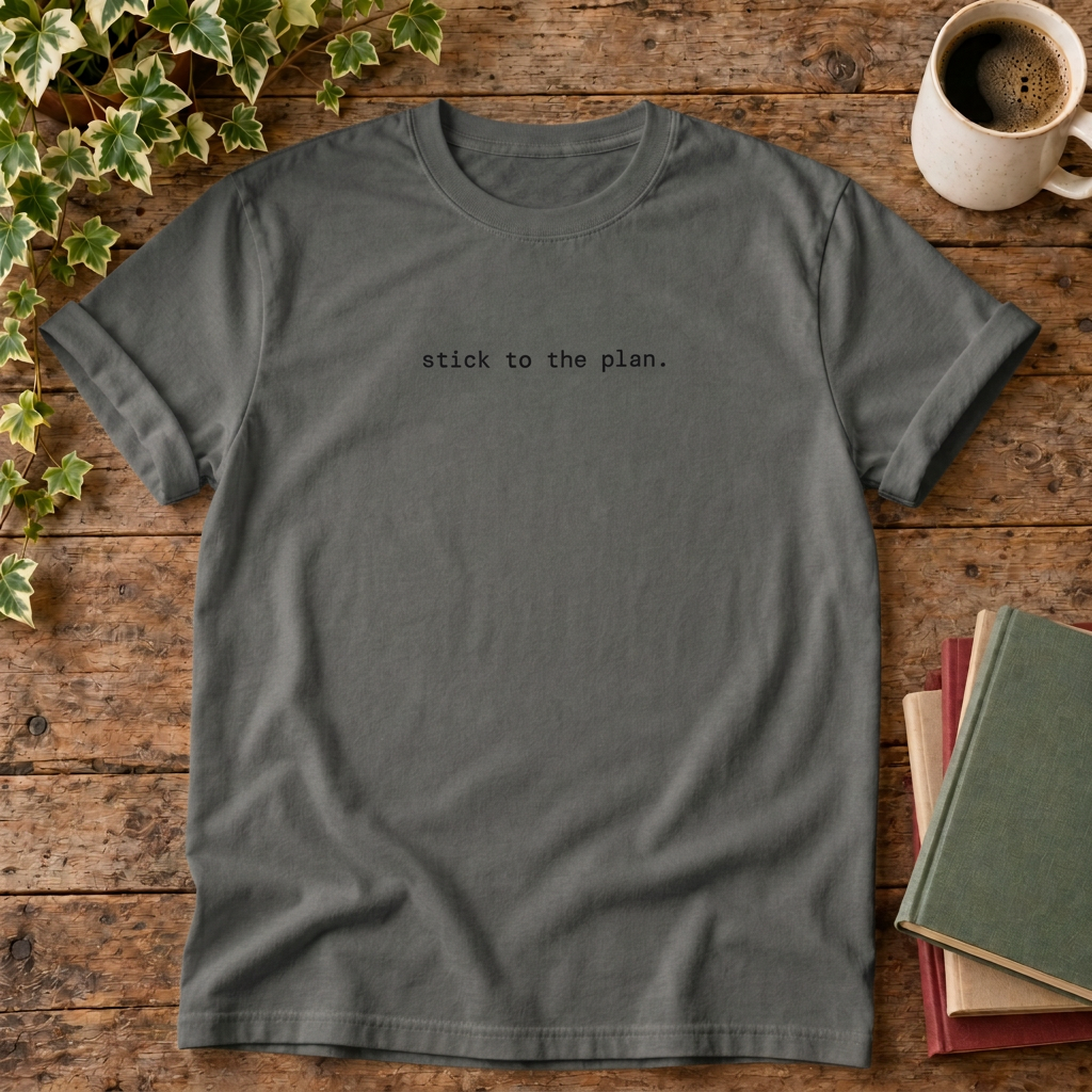 Stick to the plan T-shirt in Pepper, flat lay