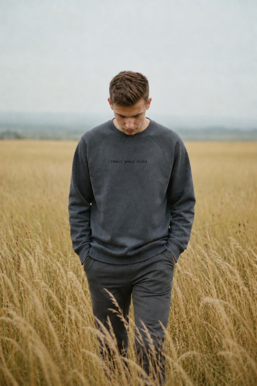 Grey Tri-Blend wheat field lifestyle