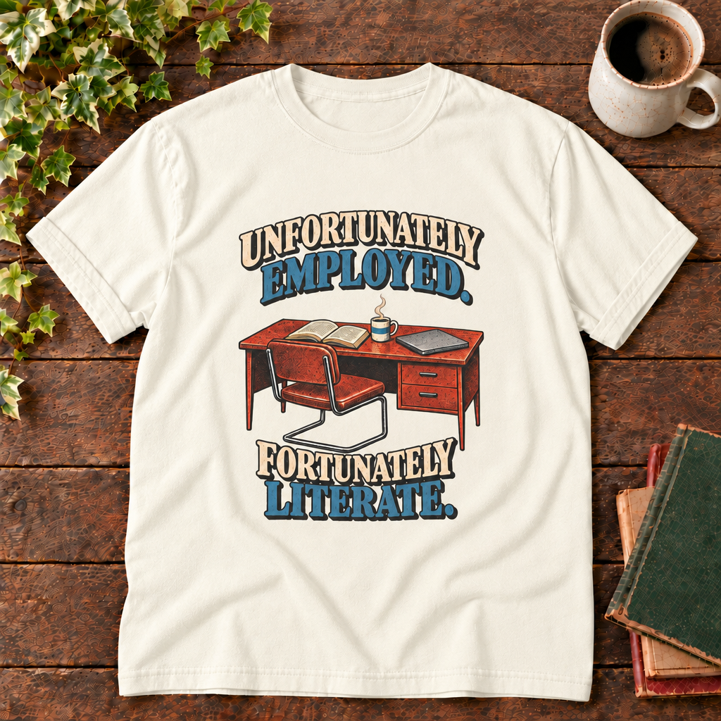 Ivory unfortunately employed fortunately literate tee flat lay