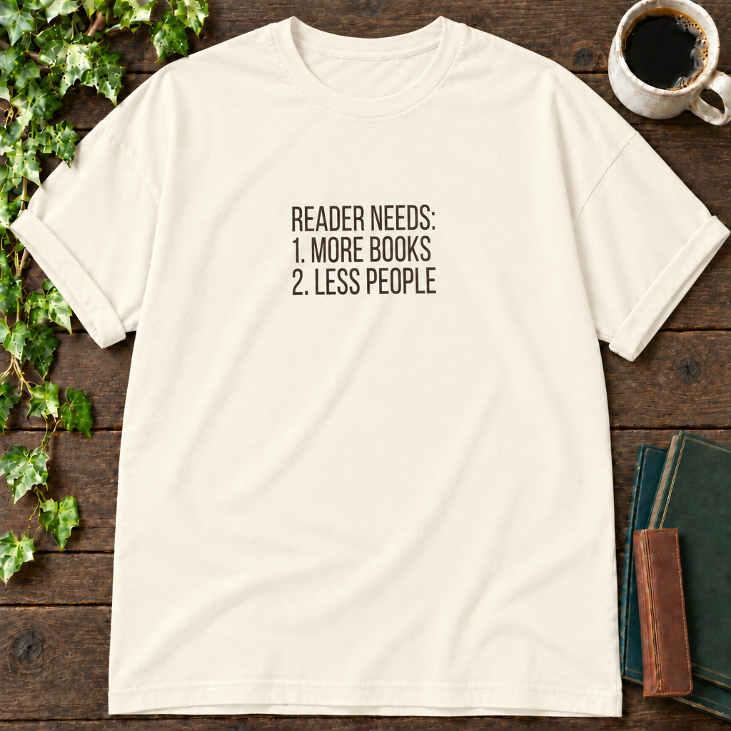 reader needs. ivory relaxed fit t-shirt flat lay