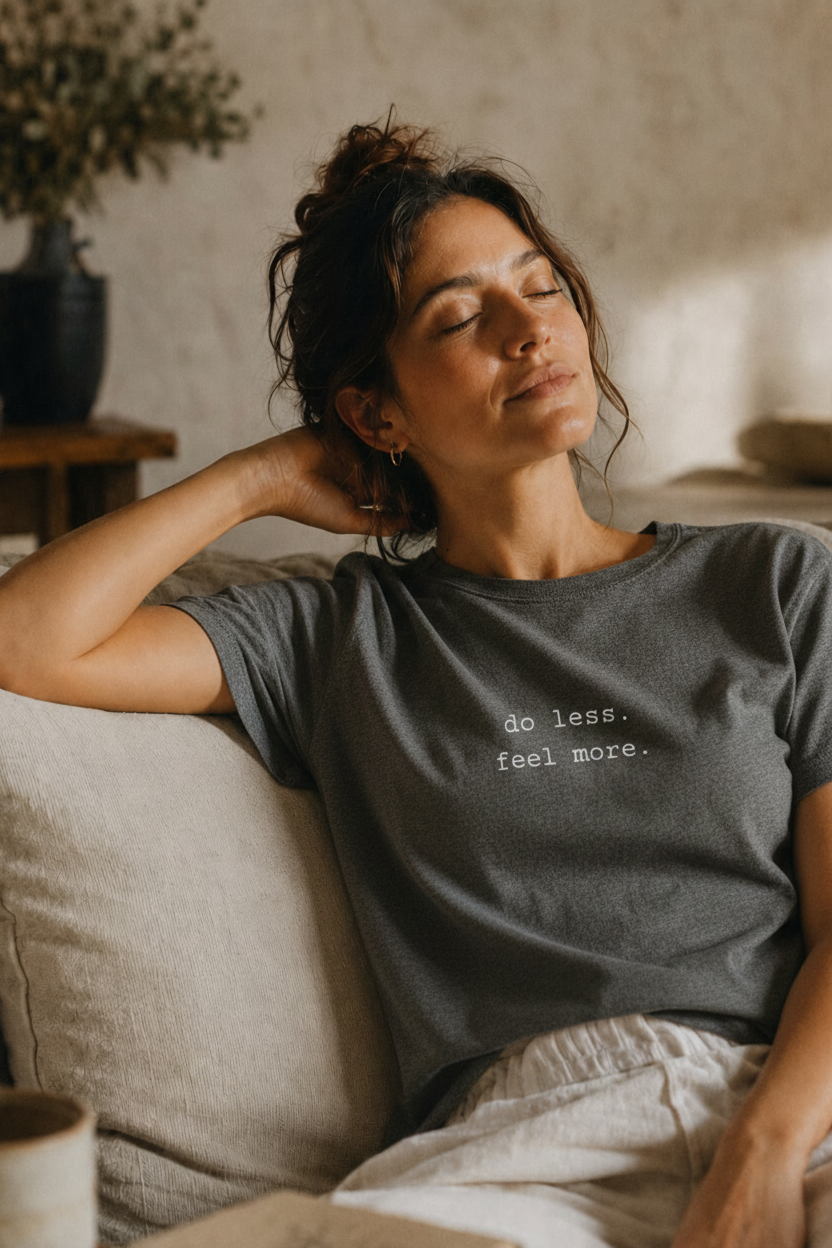 do less feel more - dark grey heather